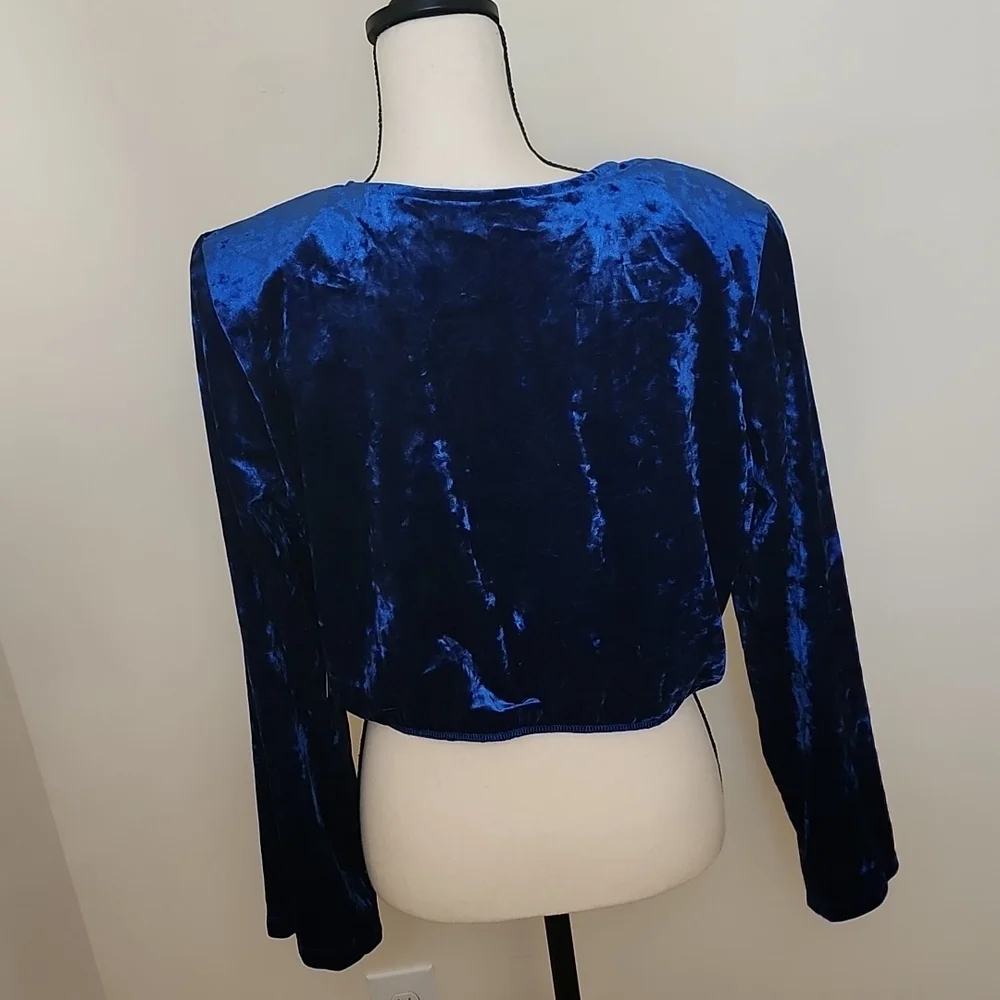 Crushed Velvet Surplice Crop Top - Picture 4 of 5